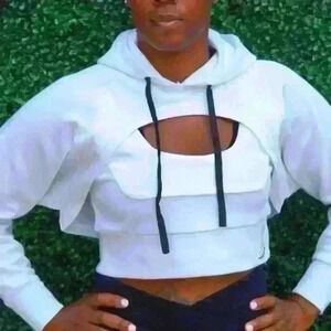 L F white shurg  crop hoodie